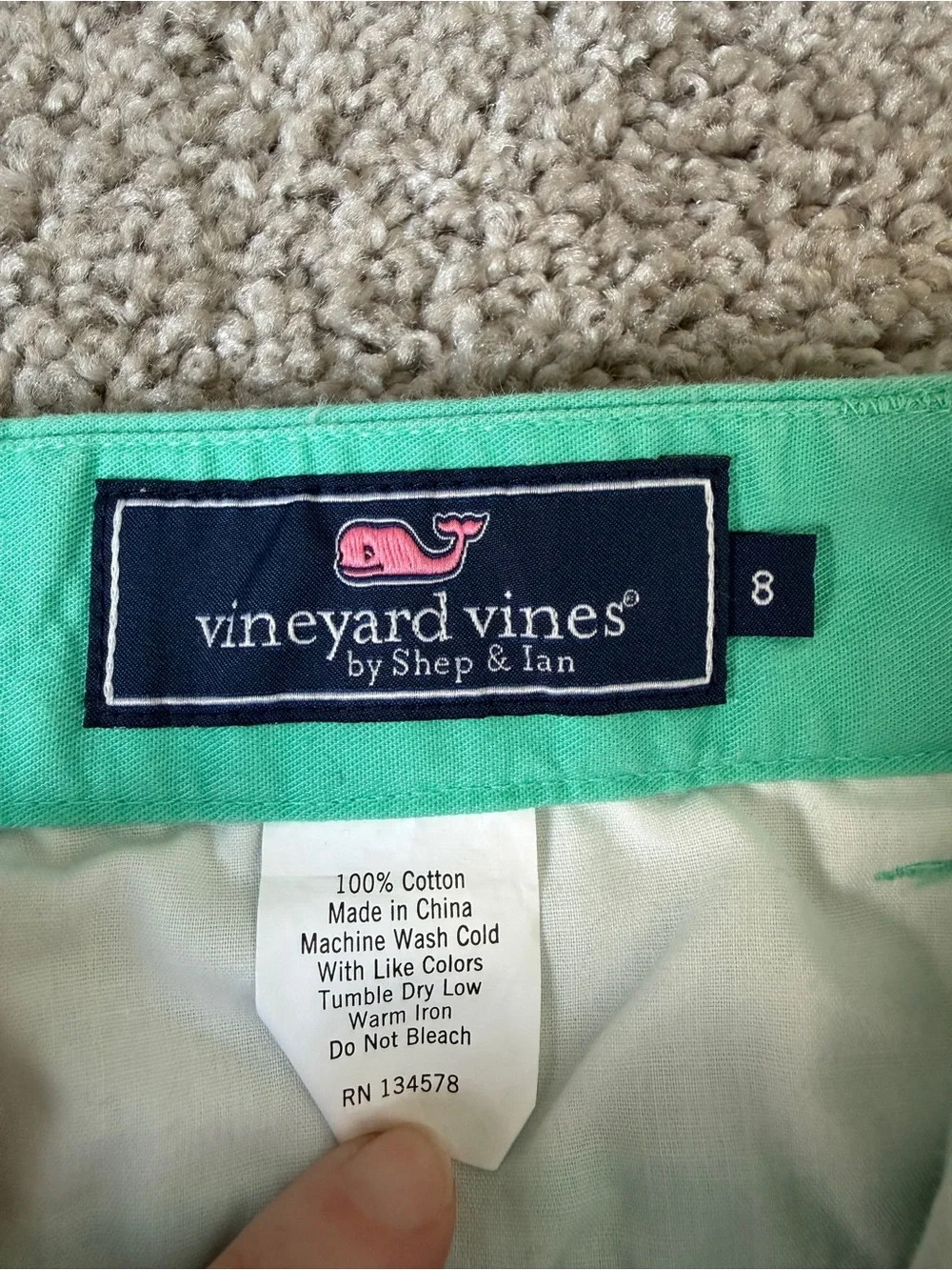 Vineyard Vines Boys Sz 8 Mint Green Flat Front Shorts